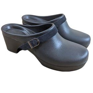 Crocs Dual Comfort Sarah Clog Mule Black Platform Heel - Size 9